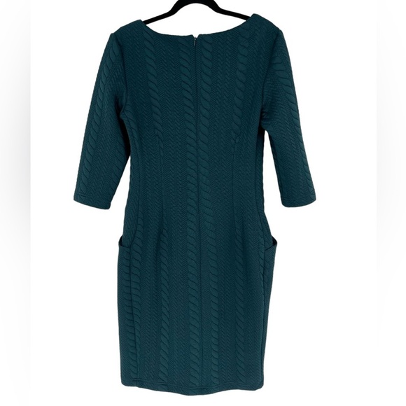 Sharagano Teal Cable Scuba Dress Size 8 - Picture 2 of 9